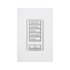 LUTRON ELECTRONICS Teclado seetouch 5 botones, 2 botones subir/bajar, programe escenas diferentes en cada botón. MOD: RRD-W5BRL-WH