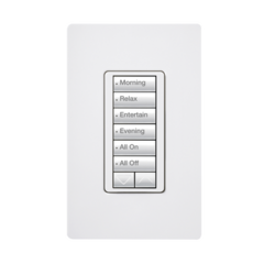 LUTRON ELECTRONICS Teclado seetouch 6 botones, 2 botones subir/bajar, programe escenas diferentes en cada botón. MOD: RRD-W6BRL-WH