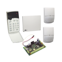 CROW Panel de alarma Hibrido de 8 a 16 zonas soporta zonas inalambricas, funciones de control de acceso incluye teclado de leds y dos detector de movimiento digitales MOD: RUNNER8/16-II
