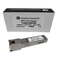 CAMBIUM NETWORKS Transceptor MiniGbic SFP, 1 Gbps, Ethernet 10/100/1000 (RJ45) MOD: SFP-1G-COPPER