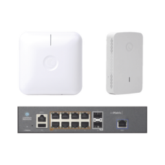 CAMBIUM NETWORKS Starter Kit Wi-Fi Empresarial de 1 Access Point PLE410, 1 Access Point PLE425 y 1 Switch PoE EX1010P MOD: SKIT-CNPILOT-SH