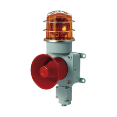 QLIGHT Combinación de luz de advertencia giratoria color Ámbar con bocina eléctrica para aplicaciones de la industria a 24 VCD, máx. 120 dB SMDP-WS-24-A