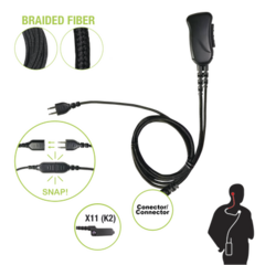PRYME Micrófono con cable de fibra trenzada serie SNAP compatible con KENWOOD conector Multipin. MOD: SNP-1W-11-BF