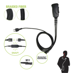 PRYME Micrófono con cable de fibra trenzada serie SNAP compatible con Motorola TRBO XPR3300/3500 Y SERIE E. MOD: SNP-1W-M11-BF