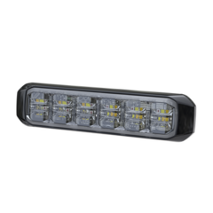 SIGNALPRO Luz Auxiliar de 18 LED, SAE, Tricolor, Bisel Negro, Rojo/Blanco/Ambar, Lente Transparente SP18RWA