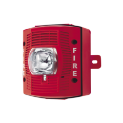 SYSTEM SENSOR Bocina con Lámpara Estroboscópica para Exterior, con Configuración Estroboscópica Seleccionable, Color Rojo MOD: SP-SRK