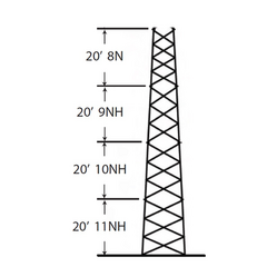 ROHN Torre especial Autosoportada Robusta de 24 m. Linea SSV HEAVY DUTY (Sec. 8 - 11) MOD: SSV-24M-118