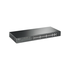 TP-LINK Smart Switch PoE+ administrable Capa 2, 24 puertos 10/100 Mbps, 4 puertos 10/100/1000 Mbps + 2 puertos SFP combo, 192 W MOD: T1500-28PCT