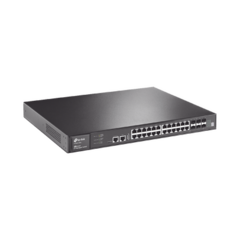 TP-LINK Switch Core JetStream administrable capa 3, 24 puertos RJ45 Gigabit, 4 puertos SFP combo, hasta 4 ranuras SFP+, apilamiento de hasta 8. MOD: T3700G-28TQ