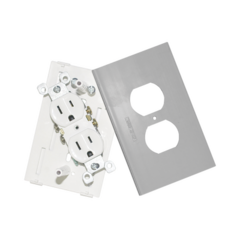 THORSMAN Contacto eléctrico doble, soporte y tapa color aluminio, para canaleta TEK100-A y mini columna THMICG MOD: TEK-100-DUPLEX-G