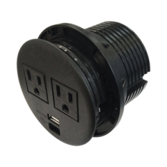 THORSMAN Multicontactos empotrable Doble/ USB "A & C", Color Negro, no incluye cable de poder (11000-83604) TH-CDE-USB-N