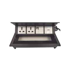 THORSMAN Caja Horizontal tipo Hub para escritorio color negro, con 1 Puerto HDMI Hembra-Hembra, 1 puerto RJ45 Cat6, 2 Puertos USB (Solo carga), y 2 Contactos eléctricos universales MOD: THMC-HBOX