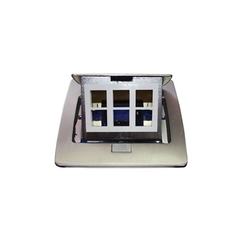 THORSMAN Mini caja de piso rectangular para datos y conectores tipo Keystone, Color y material en acero inoxidable (3 puertos) (11000-21202) MOD: TH-MC-PD