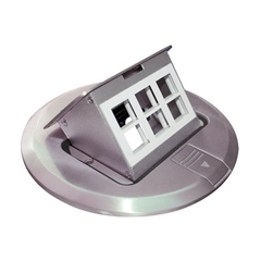 THORSMAN Mini caja de piso redonda para datos o conectores tipo Keystone, Color acero inoxidable (3 contactos) (11000-12202) MOD: TH-MCPD-A