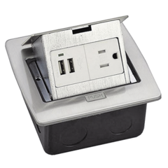 THORSMAN Caja de piso cuadrada con 2 puertos USB y contacto eléctrico (11000-21203) MOD: TH-MCPU