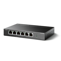 TP-LINK Switch PoE no Administrable de escritorio / 6 puertos 10/100 Mbps / 4 puertos PoE af/at / Presupuesto 67 W / Modo Extensor hasta 250 m / Calidad video prioritaria TLSF1006P