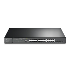 TP-LINK Switch PoE+ JetStream SDN Administrable 24 puertos 10/100/1000 Mbps + 4 puertos SFP+, 24 puertos PoE+, 384W, administración centralizada OMADA SDN MOD: TL-SG3428XMP