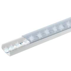 THORSMAN Difusor para tira LED con tapa transparente de PVC auto extinguible, ideal para colocar iluminación, 20 x 10mm, tramo de 1.53 m con cinta Autoadherible. MOD: TMK-1020-TP2