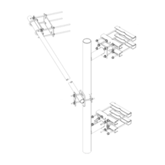 Trylon Montaje Lateral Reforzado con 30 cm de Separación . Mástil de 4-1/2" x 72" (114 mm x 1.8 m). MOD: TRY-ST-HD-025
