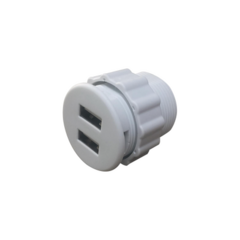THORSMAN Mini empotrable redondo color blanco con 2 puertos USB, con cable MOD: USB-MINI-REDW