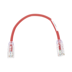 PANDUIT Cable de Parcheo UTP, Cat6A, Diámetro Reducido (28 AWG), CM/LSZH, Color Rojo, 8in (20.3cm) MOD: UTP28X8INRD