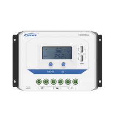 EPEVER Controlador Solar de Carga PWM 12/24V/36/48V 60 A 60 A, Salida USB, con Display VS6048AU