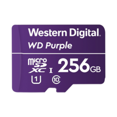 Western Digital (WD) Memoria microSD de 256 GB PURPLE, Especializada Para Videovigilancia, 10 VECES MAYOR DURACIÓN, 3 AÑOS DE GARANTIA MOD: WD256MSD