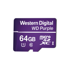 Western Digital (WD) Memoria microSD de 64GB PURPLE, Especializada Para Videovigilancia, 10 VECES MAYOR DURACIÓN, 3 AÑOS DE GARANTIA MOD: WD64MSD
