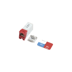 SIEMON Jack Z-MAX UTP Categoría 6, Montaje híbrido en Placa de Pared (Plano y Angulado), Color Rojo MOD: Z6-03