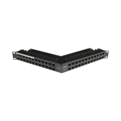 SIEMON Patch Panel Z-MAX de 48 puertos, Blindado, Precargado con Jacks Categoría 6A, Angulado, 1UR MOD: Z6AS-PNLA-U48K