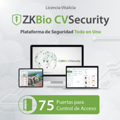 ZKTECO Licencia para ZKBio CVsecurity permite gestionar hasta 75 puertas para control de acceso MOD: ZKCVACP75