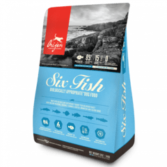 ORIJEN DOG SIX FISH - Para Perros en Todas la Etapas de Su Vida, elaborado con una variedad de Pescados Frescos, enteros y capturados en su entorno natural.