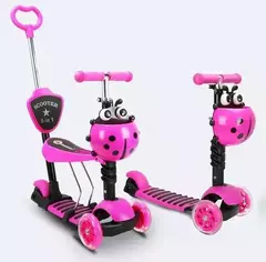 Patineta Scooter 5en1 Infantil Asiento Seguro Anticaida Rosa en internet