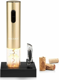 Abrebotellas de vino eléctrico automático con cortador de aluminio (oro champán)