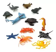 Animales Marinos X12 Macizos Medianos Pesebre Maqueta Bolsa