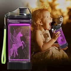 Botella con luz LED de unicornio brillante en 3D – 14 0z - comprar online