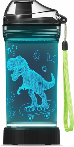 Botella para niños de dinosaurio 3D LED