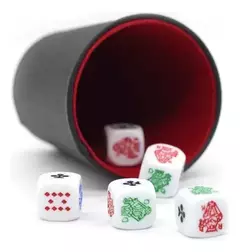 Cacho Yahtzee Juego De Mesa 6 Tatucos Paño + 30 Dados Poker