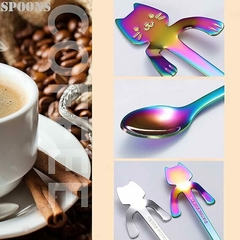 Cucharas con diseño de gato para café en internet