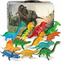 Dinosaurios juguetes para niños con caja de almacenamiento