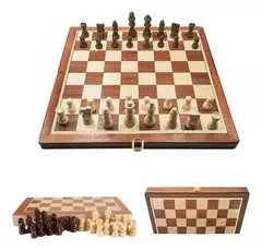 Juego Ajedrez Madera Tablero 40x40 Cm Lujo Grande Profesional Plegable Mundo Magia - comprar online