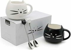 Juego de tazas de cerámica con diseño de gato - comprar online