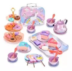 Set Te Loza Afternoon Niñas Juego Postre Maletin Unicornio