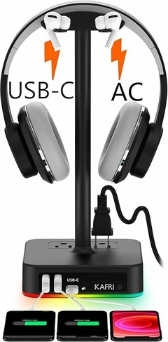 soporte para auriculares con cargador USB