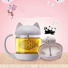 Taza de gato con infusor de pez en internet