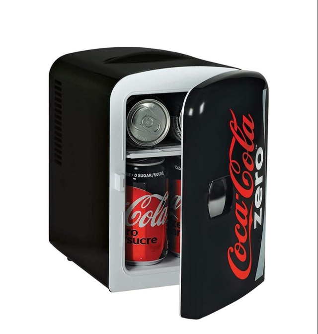 Coca-Cola - Mini nevera de 10 latas, 12 V CC/110 V CA con ventana