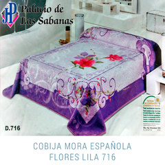 Cobija Mora Española Flores Lila 716