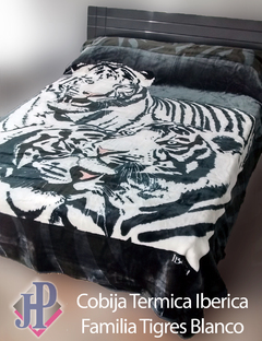 Cobija Térmica Iberica Delltex Familia Tigres Blanco