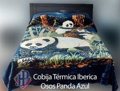 Cobija Térmica Iberica Delltex Osos Panda Azul - comprar online