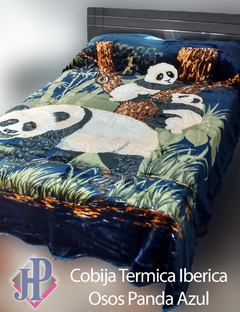 Cobija Térmica Iberica Delltex Osos Panda Azul